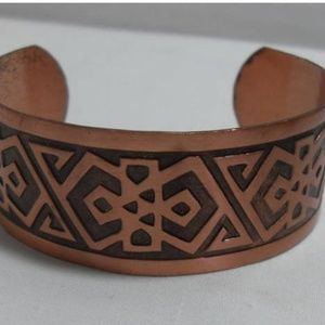 Vintage Wide Tribal Copper Cuff bracelet